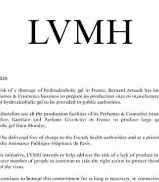 LVMH旗下迪奥、娇兰、纪梵希生产洗手液 重点是免费供应