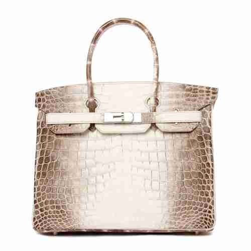 HERMES/爱马仕 Birkin30 喜马拉雅白 鳄鱼皮 女士银扣手提包