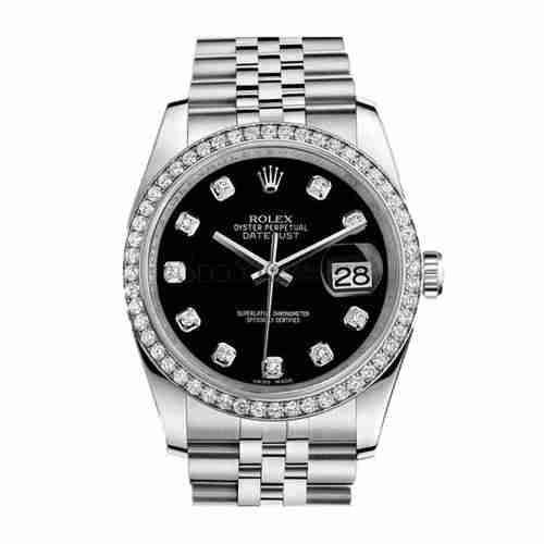 ROLEX/劳力士日志型系列男士机械腕表 116244黑盘钻石刻度